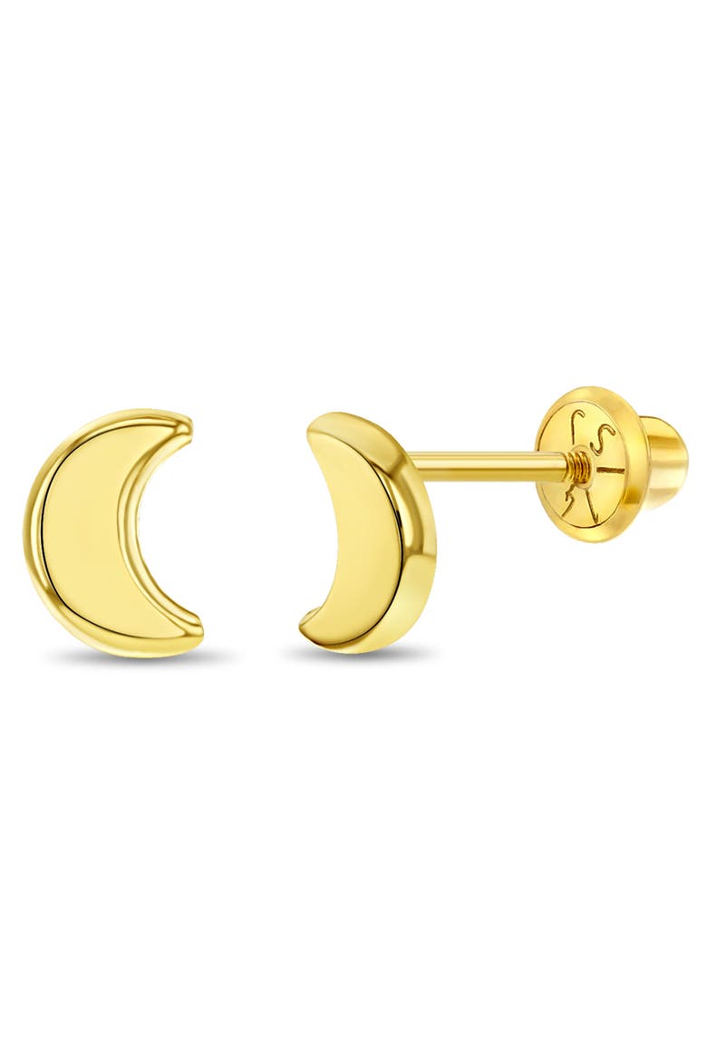 14k Crescent Moon Earrings, Main, color, Gold