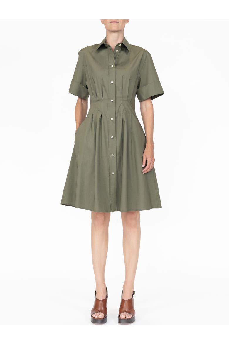 Bergamo Fit and flare shirt dress, Alternate, color, Olive
