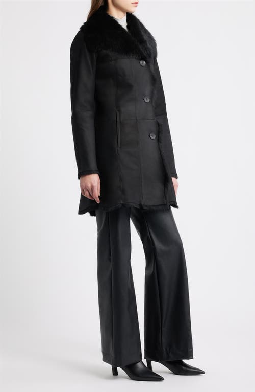 Hiso Desire Geniune Shearling Coat In Black