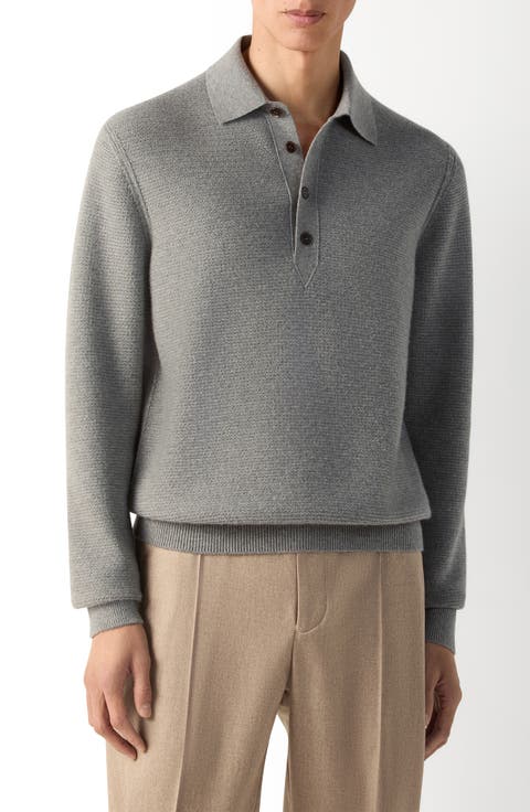 Long Sleeve Oasi Cashmere Polo Sweater