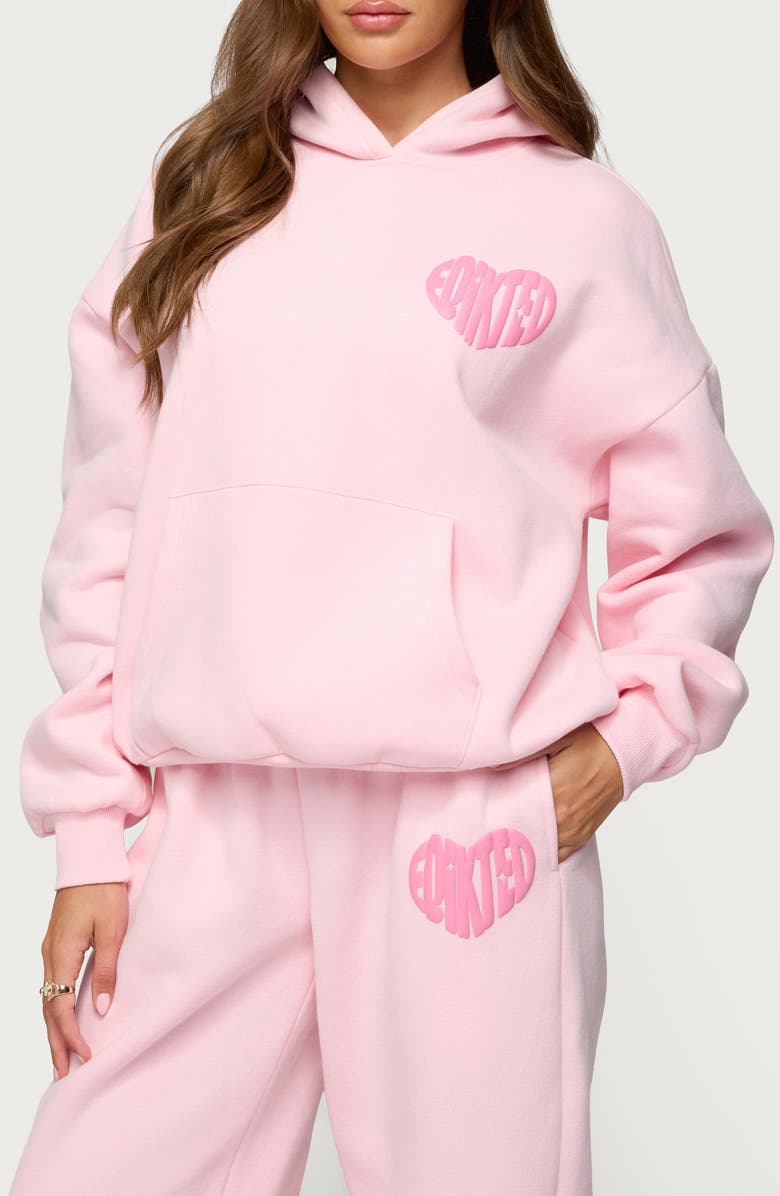 EDIKTED Major Love Logo Hoodie, Alternate, color, Light-Pink
