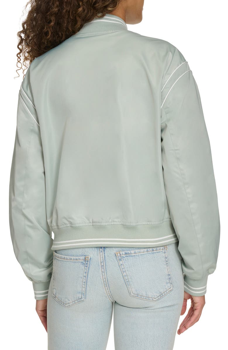 Champion Crop Varsity Jacket, Alternate, color, Sage