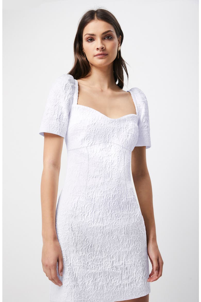 Feminise Textured Puff Sleeve Minidress, Alternate, color, WHITE