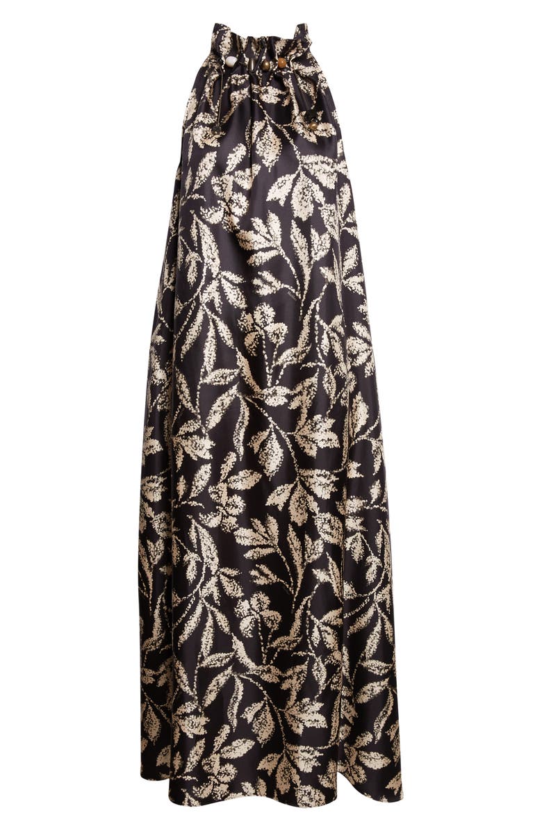 Max Mara Print Silk Twill Maxi Dress, Alternate, color, Black