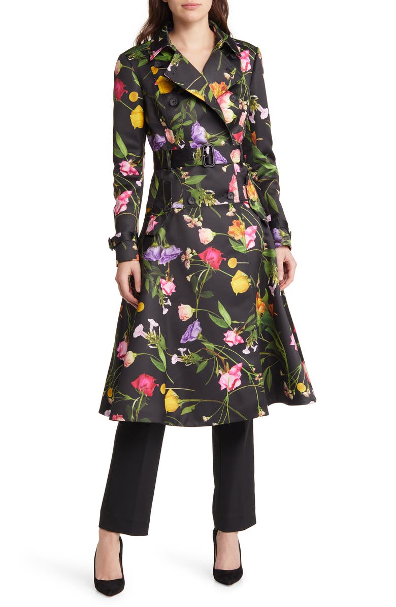 Ted Baker London Moiraa Floral Double Breasted Trench Coat, Main, color, 
