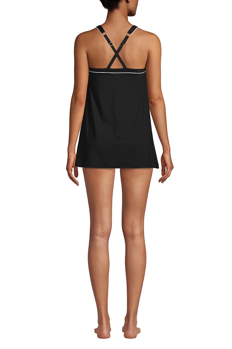 High Neck Swim Dress Swimsuit, Alternate, color, Black/White
