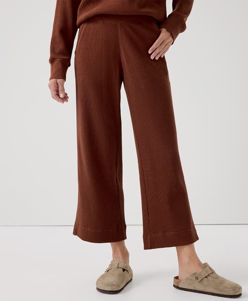 Pact Organic Cotton Thermal Waffle Wide Leg Pant In Brown