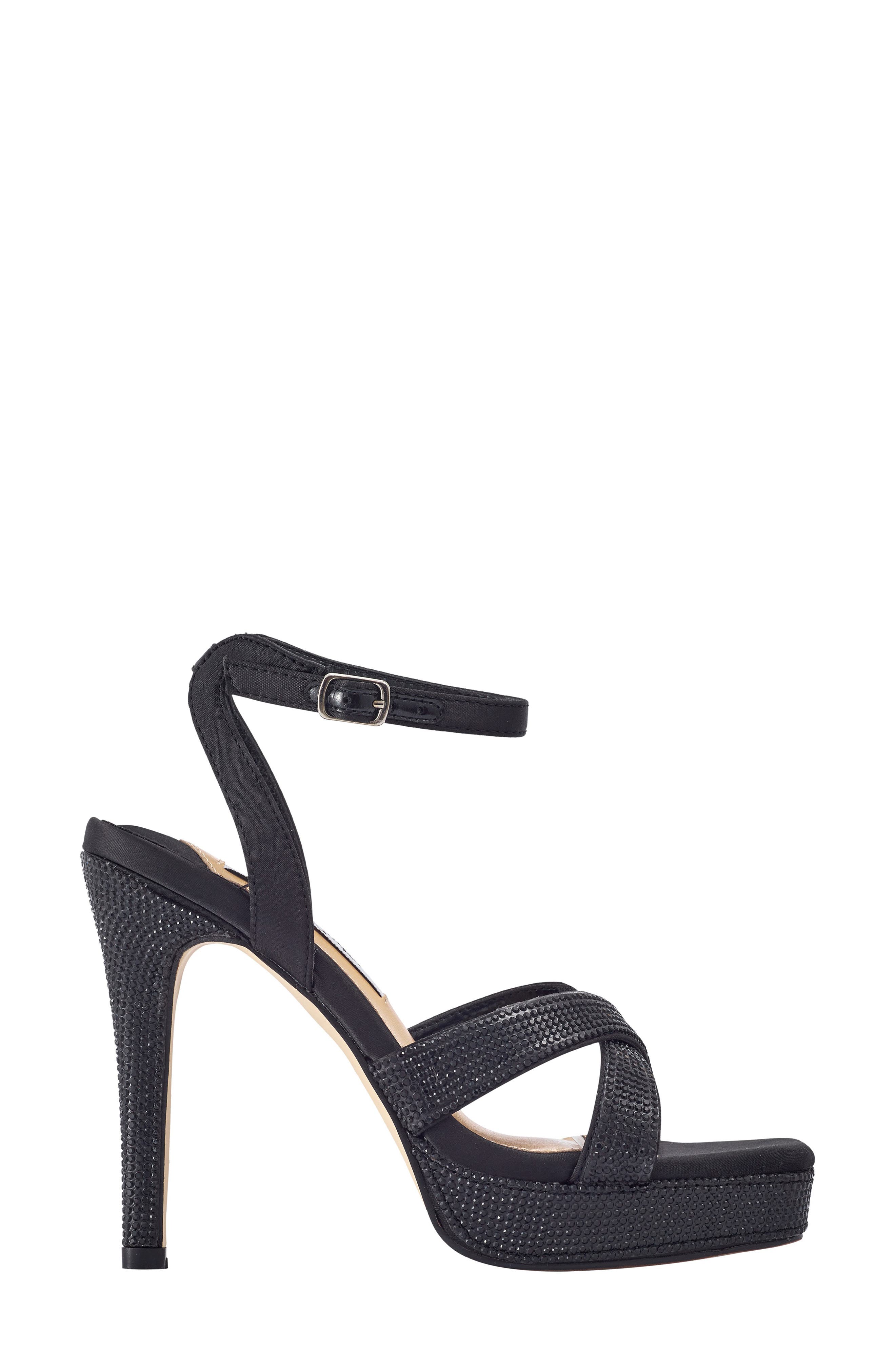 LADY COUTURE Rhinestone Platform Sandal, Alternate, color, Black