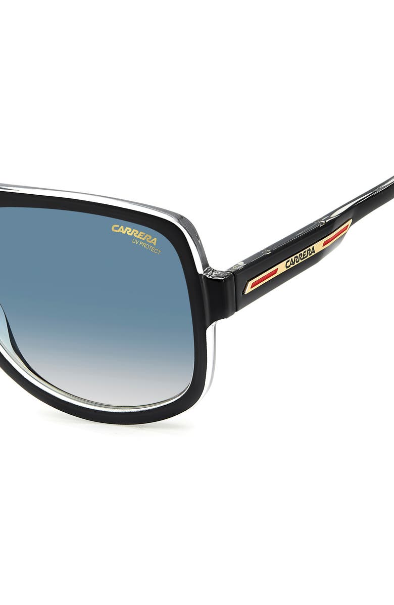Carrera Eyewear Victory 59mm Gradient Square Geometric Sunglasses, Alternate, color, Black Crystal/ Dark Blue Sf