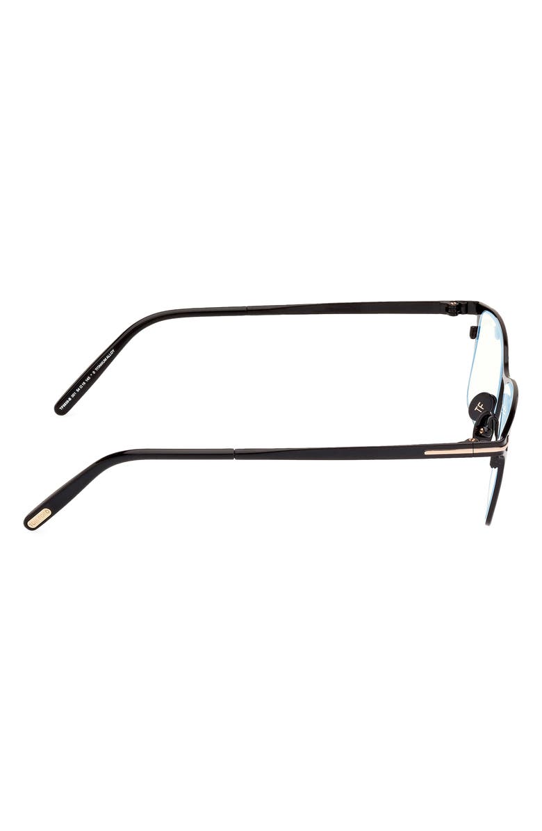 TOM FORD 54mm Rectangular Blue Light Blocking Glasses, Alternate, color, Black / T Logo / Blue Block