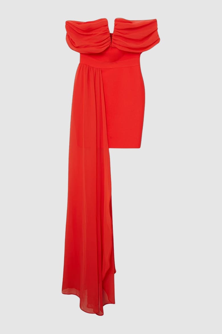Figure Form Bandage Knit Bardot Dress, Alternate, color, Red