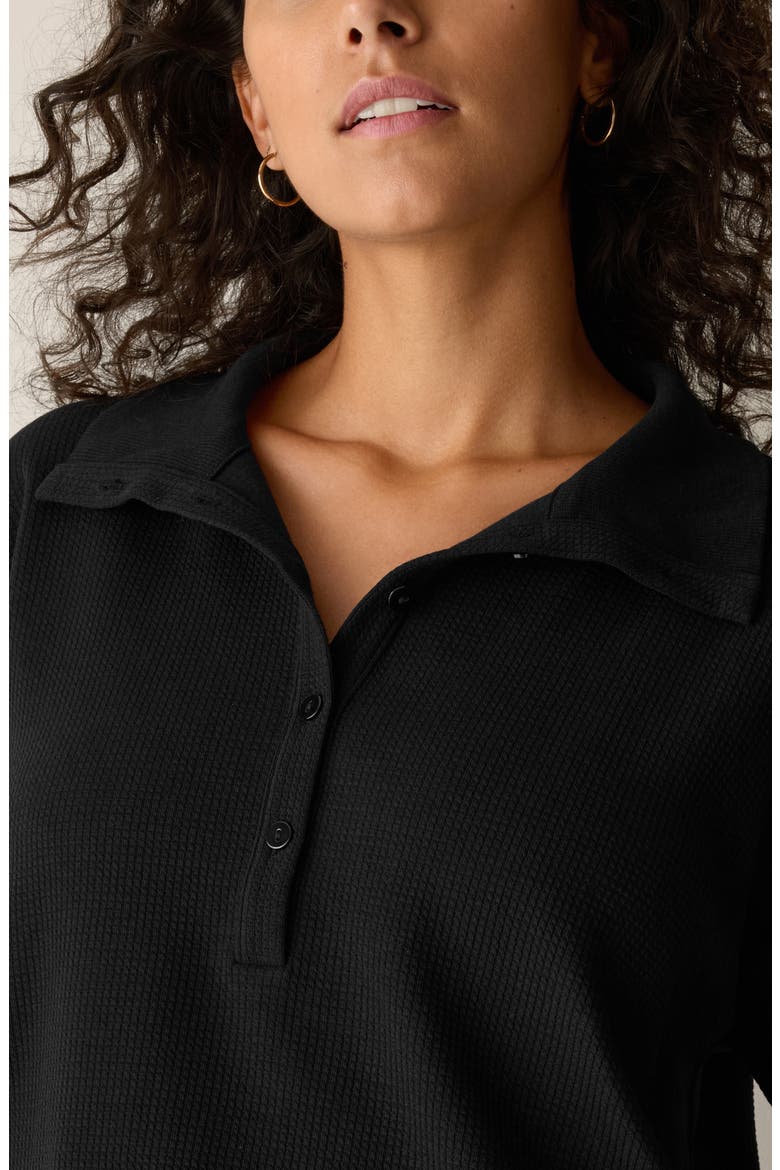 High Collar Henley Top, Alternate, color, BLACK