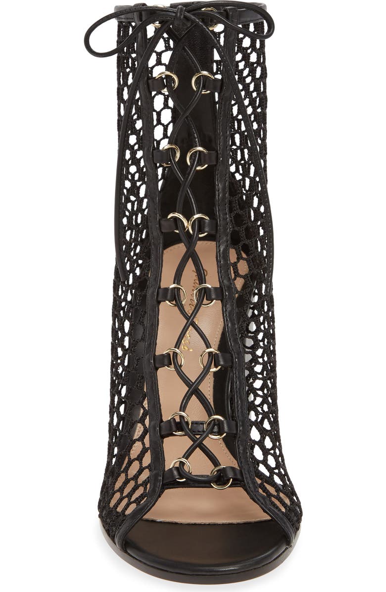 Gianvito Rossi Mesh Lace-Up Bootie, Alternate, color,