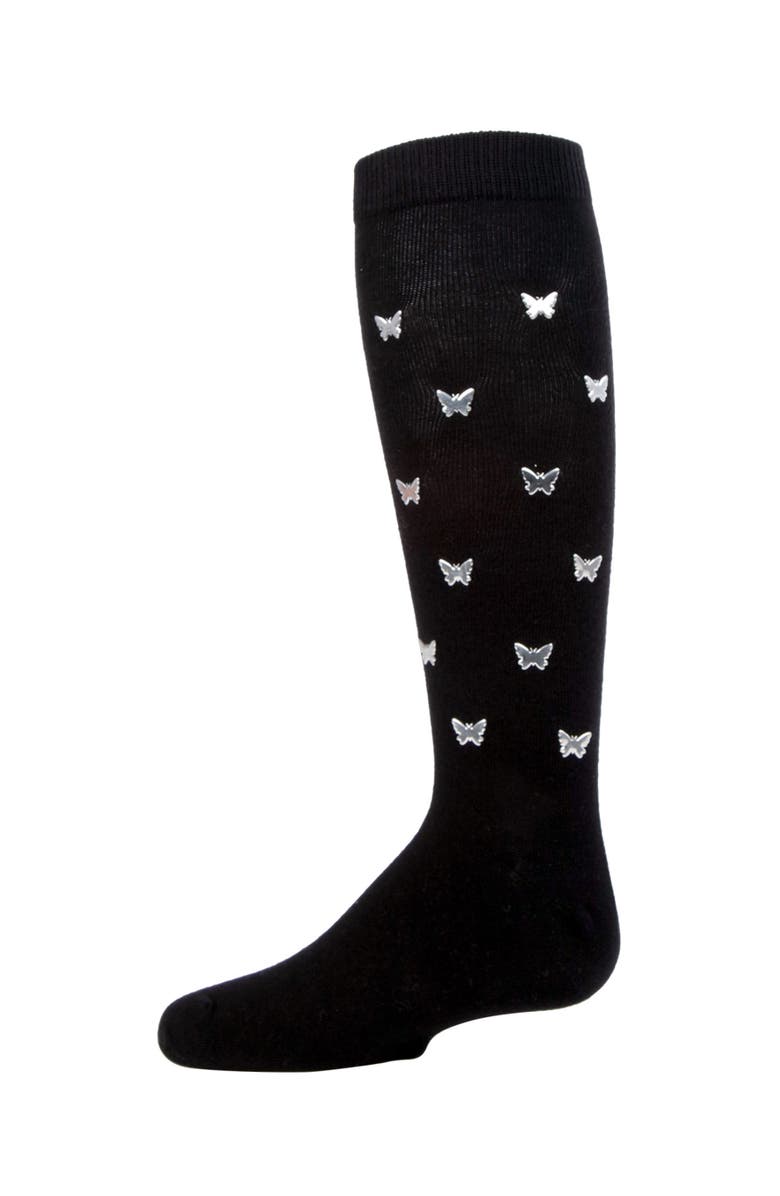 MeMoi Fly Sky High Butterfly Knee Socks, Main, color, Black