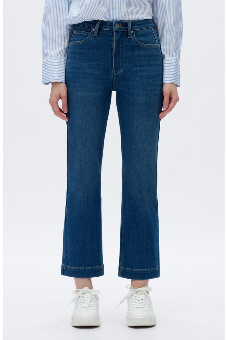 High Waist Straight Leg Jeans, Main, color, MEDIUM BLUE