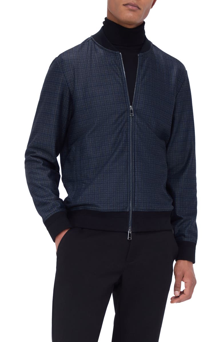 Bugatchi Plaid Bomber Jacket, Main, color, 