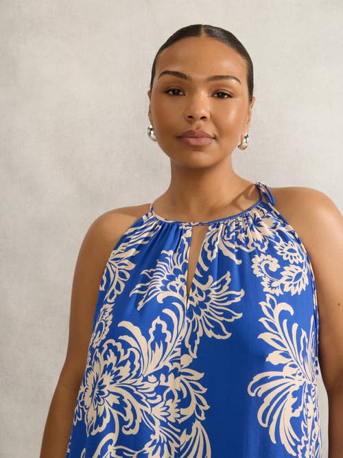 Live Unlimited Floral Print Halter Neck Maxi Dress In Blue