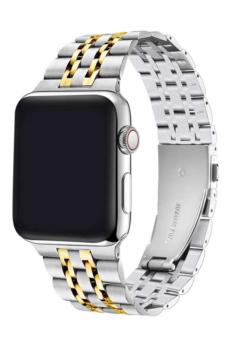 Rainey Silver/Gold Stainless Steel Band for Apple Watch, Alternate, color, SILVER/GOLD/SILVER