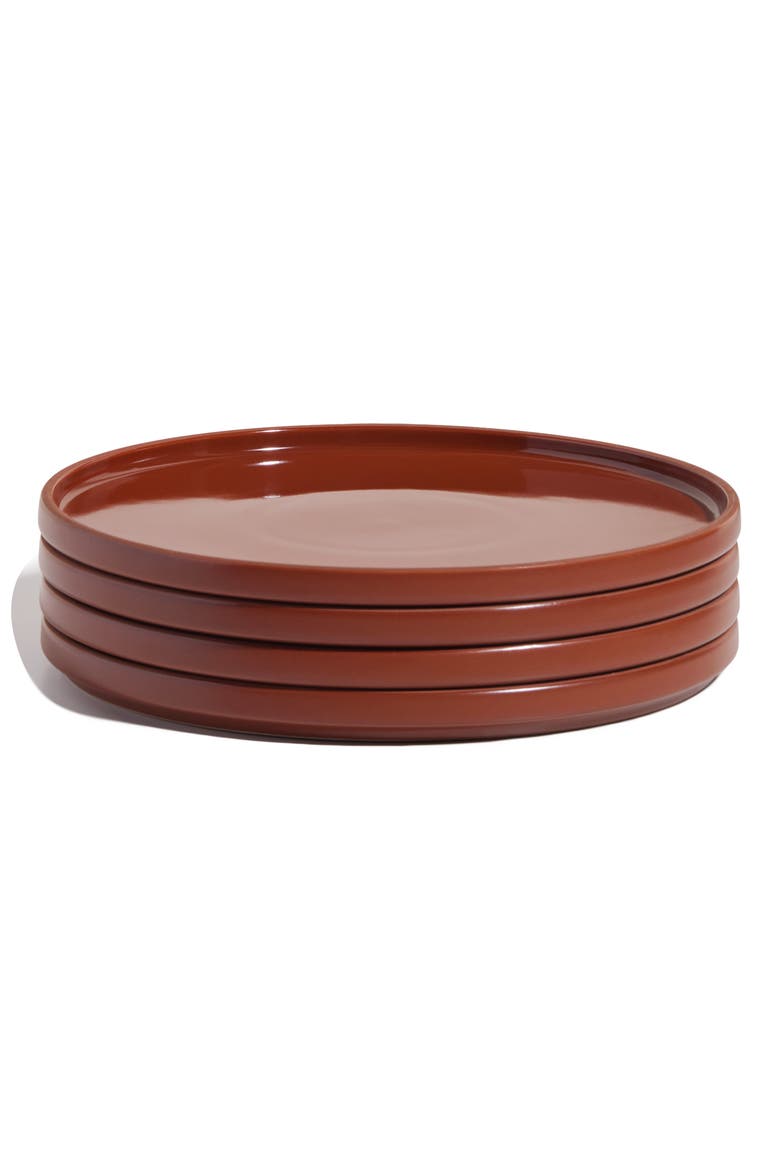 Set of 4 Dinner Plates, Alternate, color, TERRACOTTA