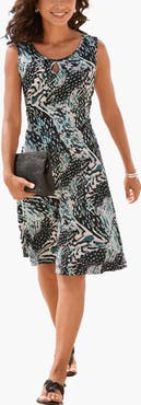 LASCANA Women's Printed Keyhole Dress