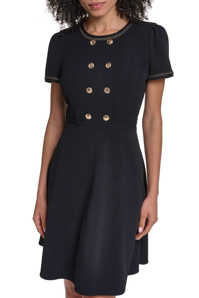Metallic Detail Scuba Crepe Sheath Dress, Alternate, color, BLACK