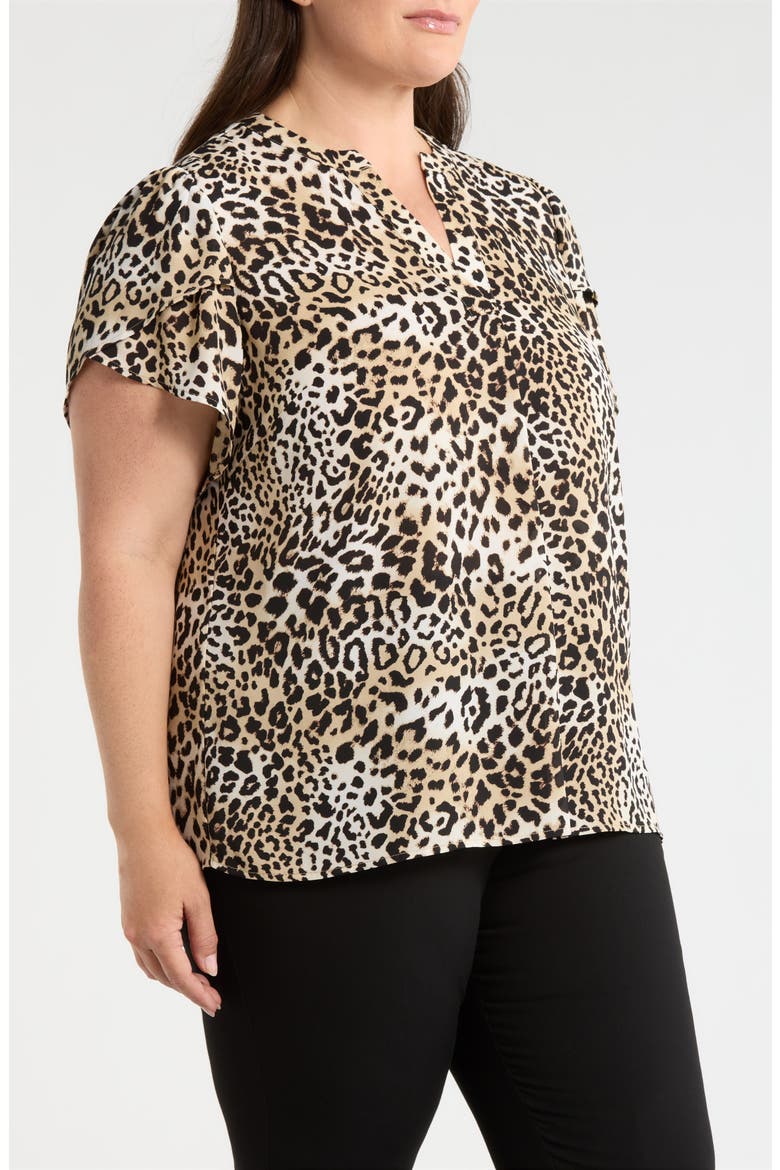 Leopard Print Tulip Sleeve Popover Top, Alternate, color, ANNE BLACK MULTI