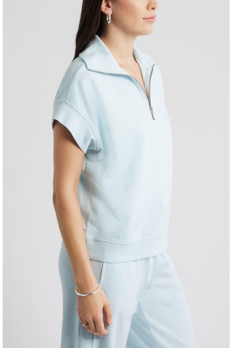 Short Sleeve Quarter Zip Sweatshirt, Alternate, color, BLUE DELICATE