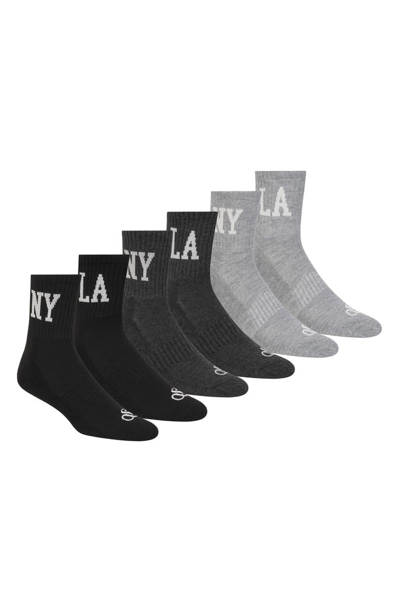 Scotch & Soda 6-Pack Assorted Terry Quarter Crew Socks, Main, color, Black