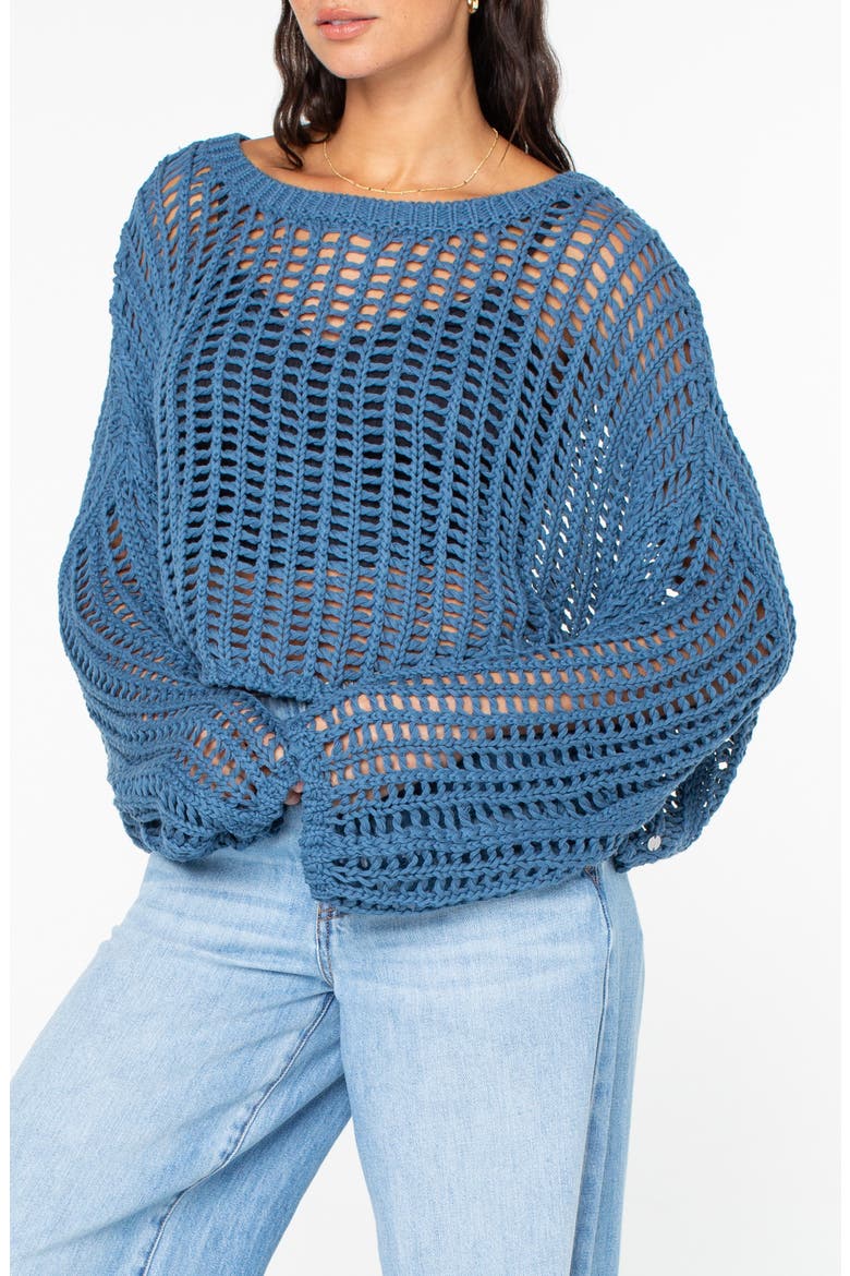 Lost At Sea Open Stitch Crop Sweater, Alternate, color, CAPTAIN BLUE
