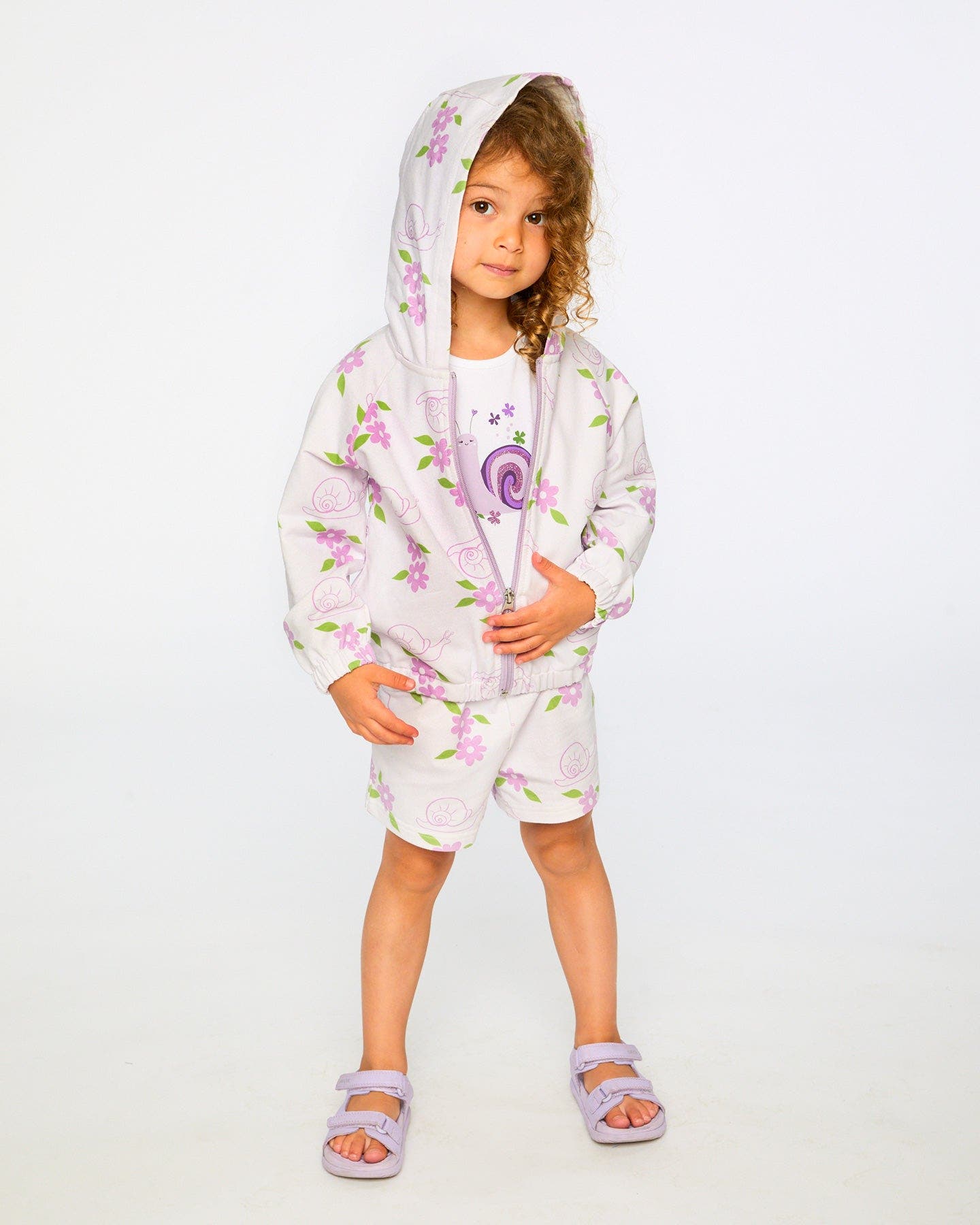 Deux par Deux French Terry Snails Print Hooded Cardigan — фото 3