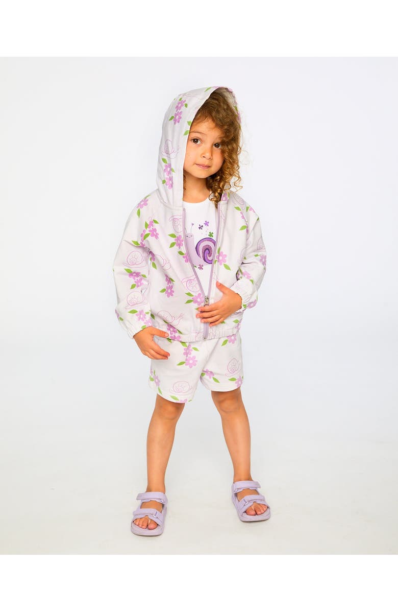 Deux par Deux French Terry Snails Print Hooded Cardigan, Alternate, color, Lilac Snails Print