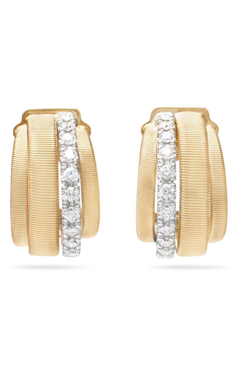 Marco Bicego Masai 18K Gold Coil & Diamond Hoop Earrings, Alternate, color, 18K Yellow Gold