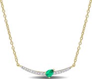 Julianna B. Created Emerald & Diamond Curved Bar Necklace
