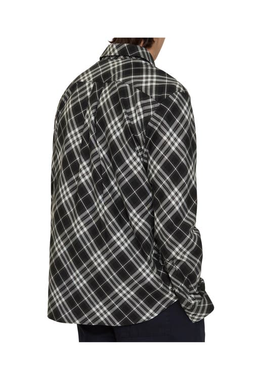 Burberry Relaxed Fit Check Cotton Flannel Shirt In Black