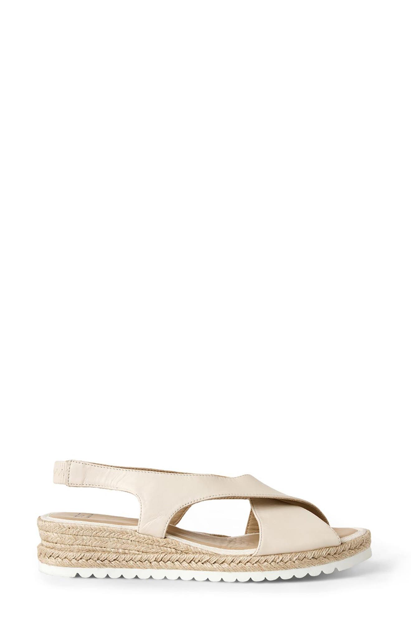 Adelina Weatherproof Slingback Espadrille Platform Wedge Sandal, Alternate, color, SOFT WHITE LEATHER