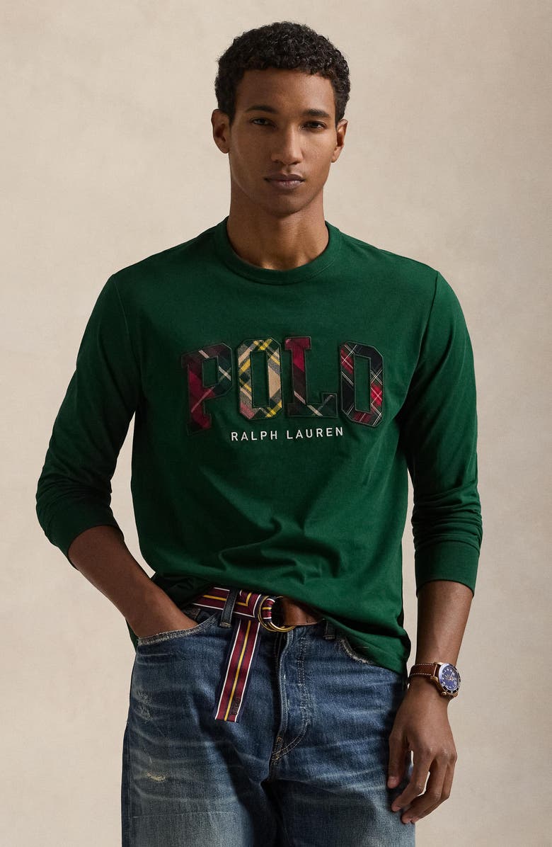 Polo Ralph Lauren Polo Appliqué Long Sleeve T-Shirt, Alternate, color, College Green