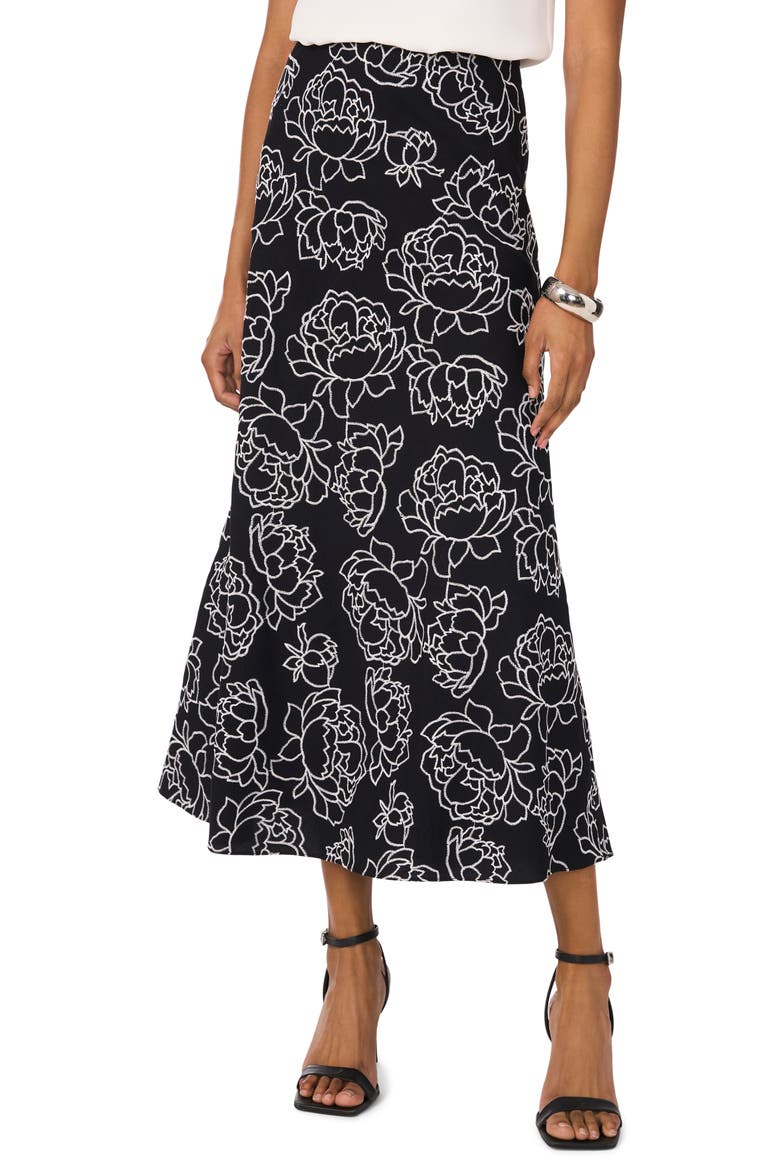 Bias Cut A-Line Midi Skirt, Main, color, RICH BLACK