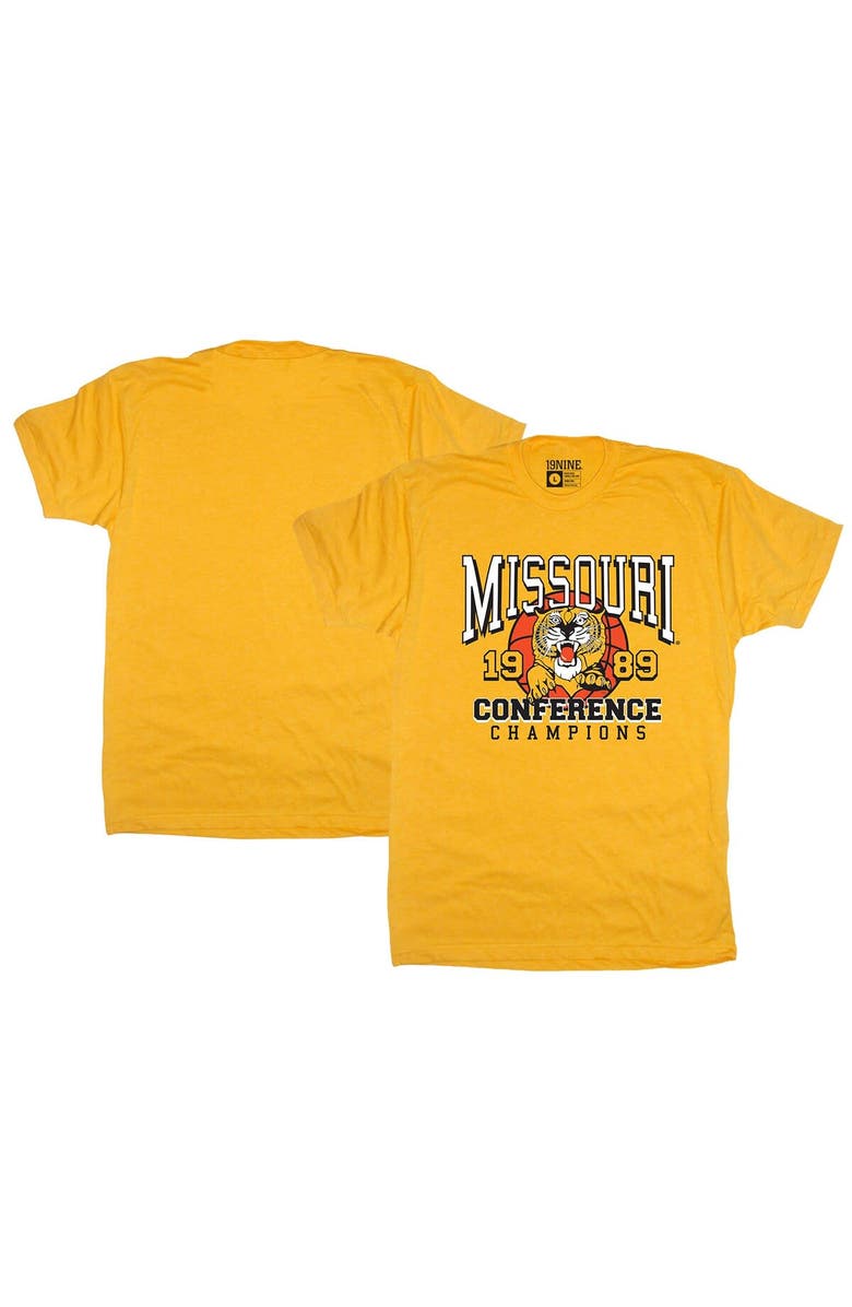 19NINE Men's Gold Missouri Tigers 1989 Big 8 Basketball Conference Champions T-Shirt, Alternate, color, 