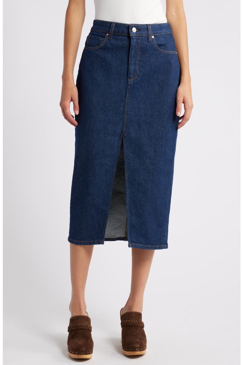 Angela Denim Midi Skirt, Main, color, AZURA