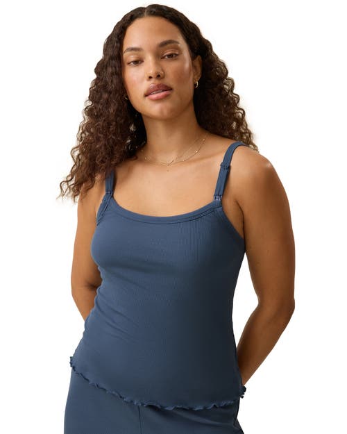 Kindred Bravely Ribbed Modal Nursing Cami In Blue