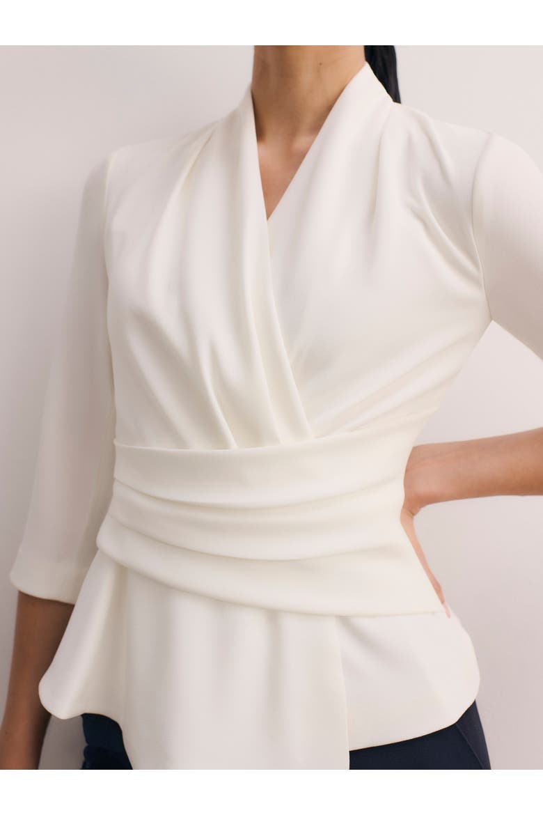 Belleville Draped Wrap Blouse, Alternate, color, Ivory