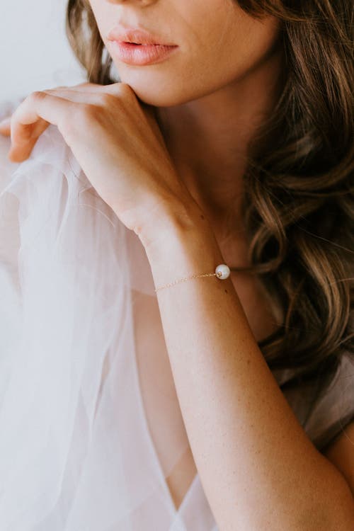 Untamed Petals Abigail Pearl Bracelet In Gold