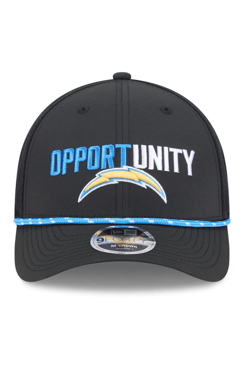 Men's New Era Black Los Angeles Chargers 2025 Inspire Change 9FORTY M-Crown Adjustable Hat, Alternate, color, Black