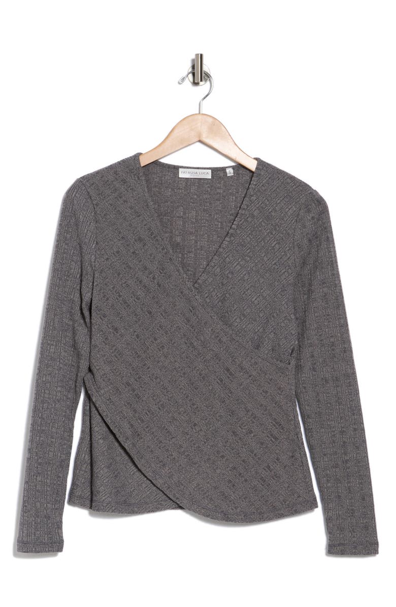 PATRIZIA LUCA Crossover Knit Top, Alternate, color, Grey