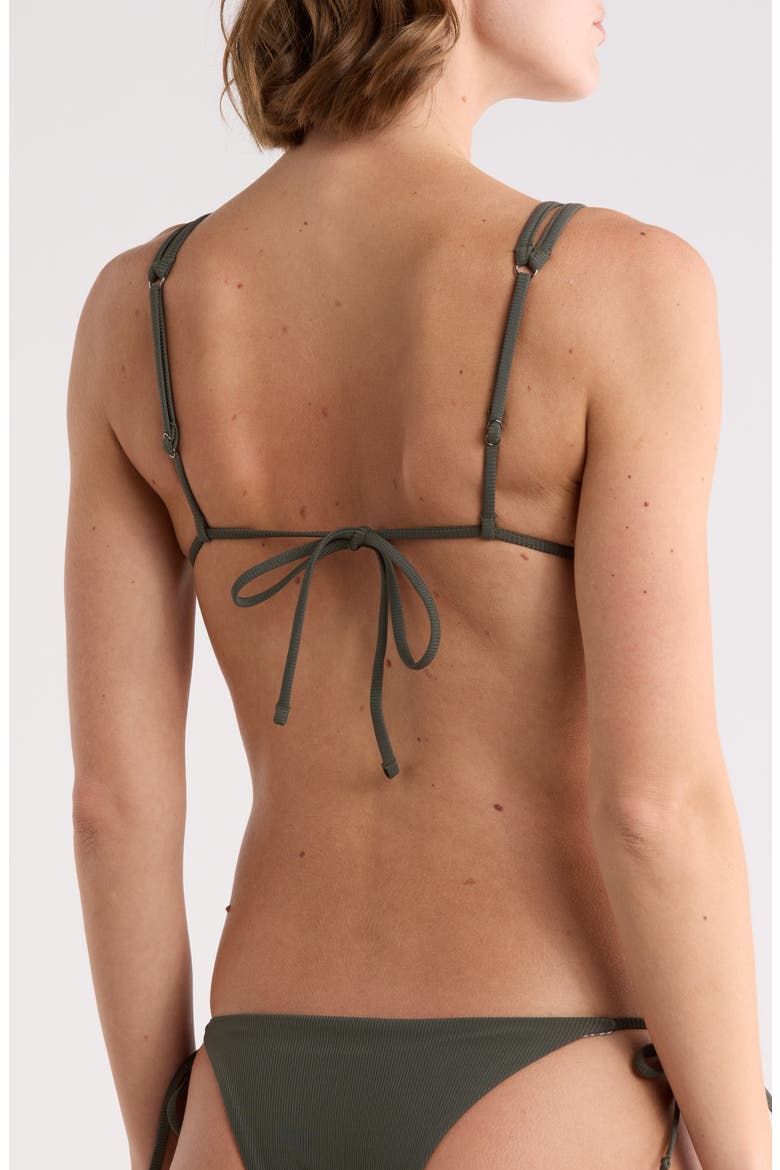 Itza Ribbed Triangle Bikini Top, Alternate, color, GREEN
