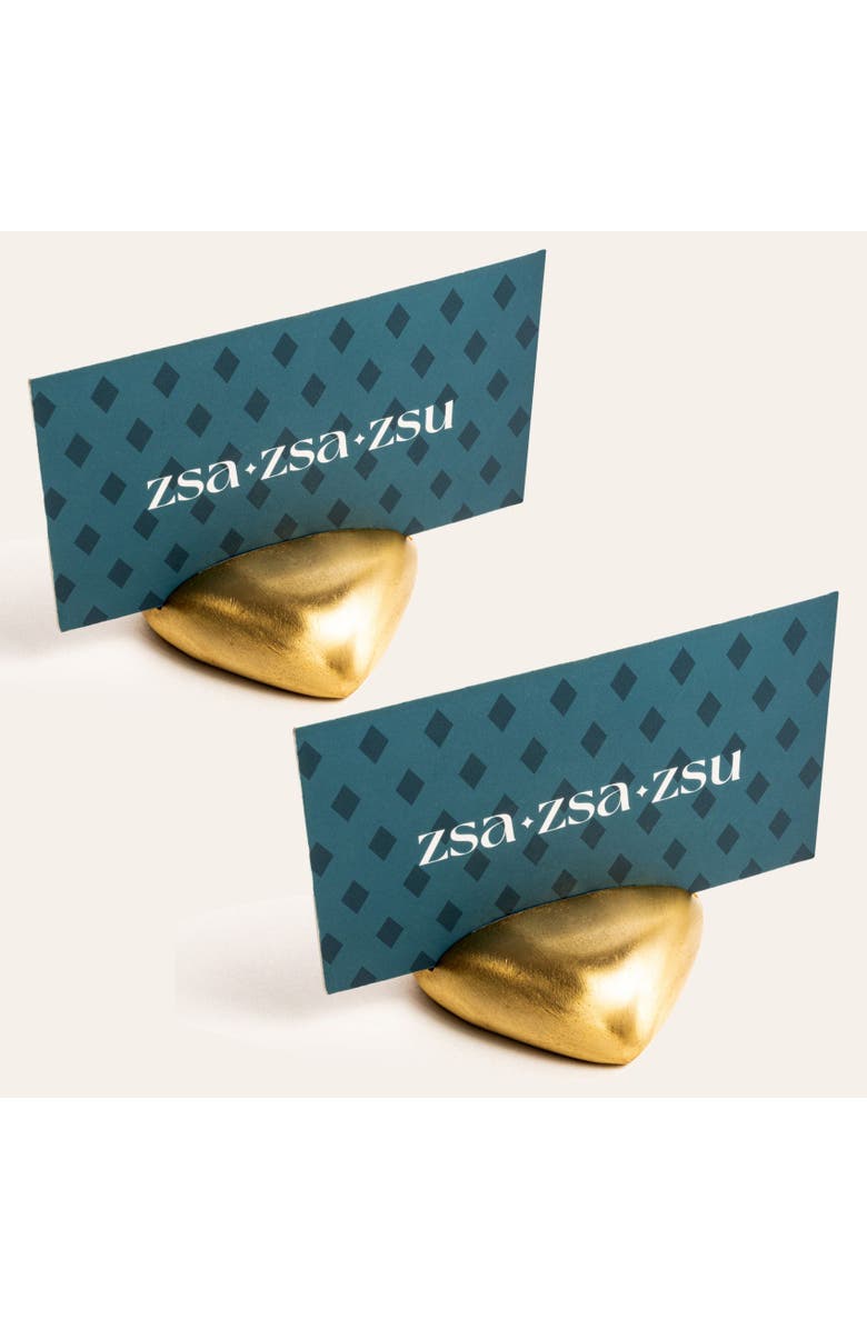 Zsa Zsa Zsu Lotus Brass Card Holder Set Of 2, Alternate, color, Gold