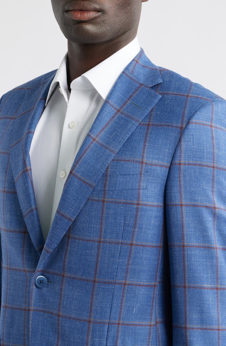 Heritage Gold Blue Windowpane Check Wool Blend Sport Coat, Alternate, color, Blue