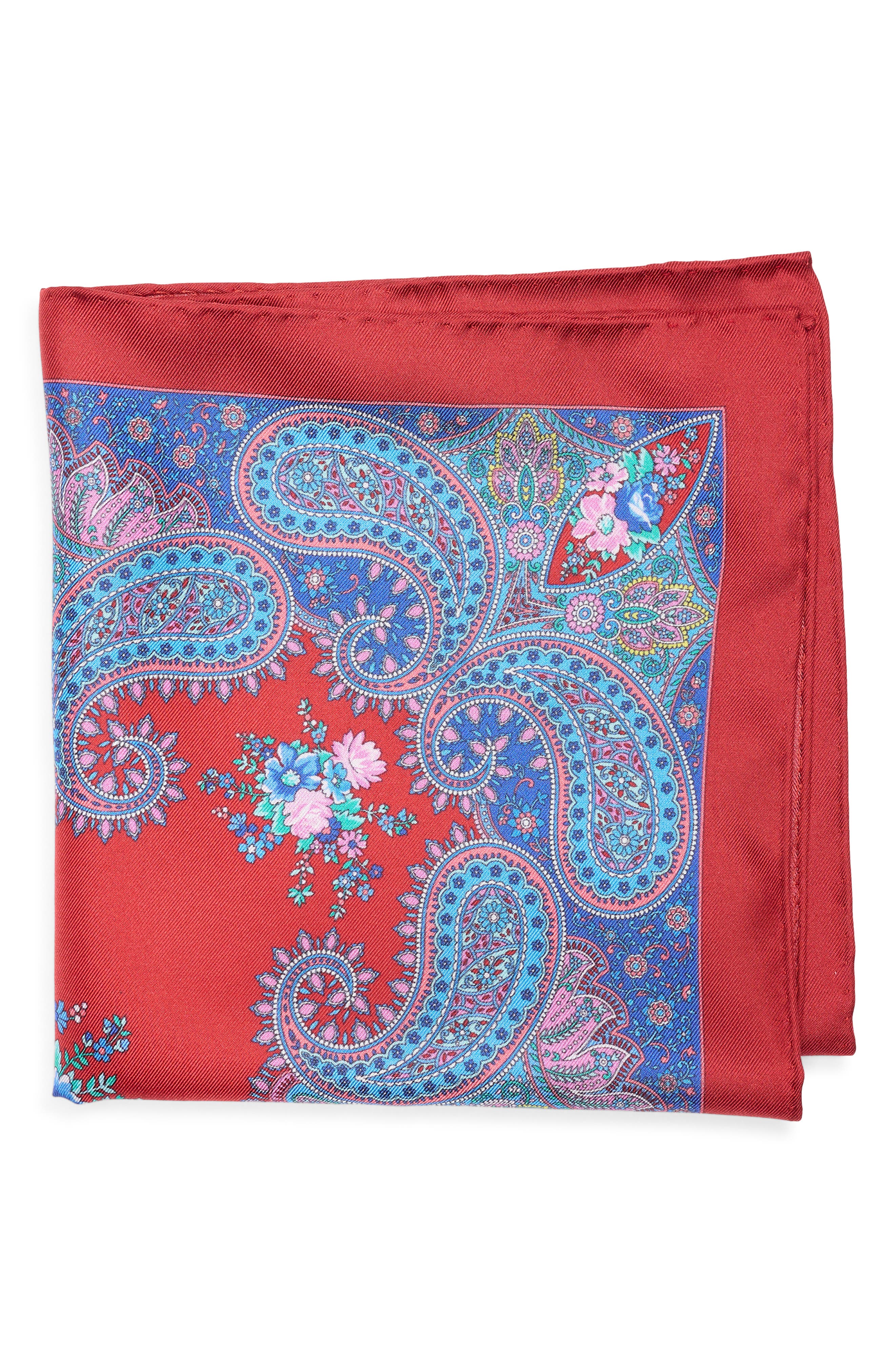 Paisley Floral Silk Pocket Square