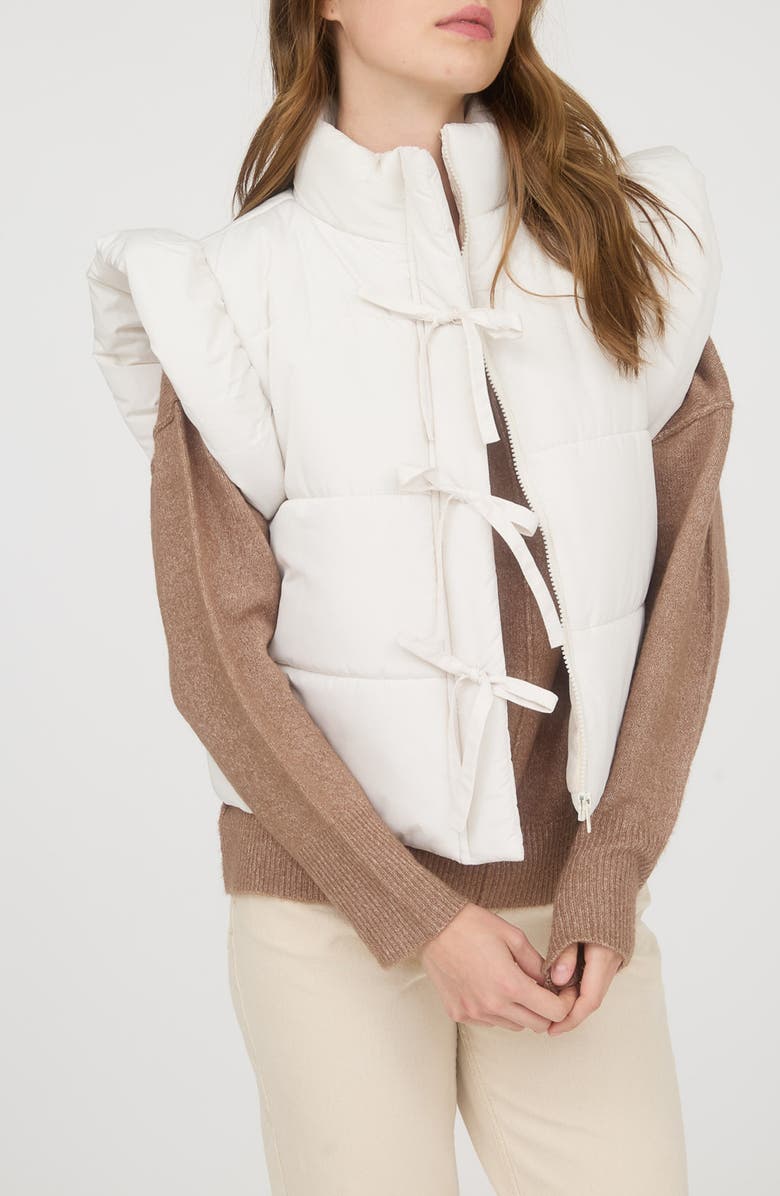 Blu Pepper Bow Puffer Vest, Alternate, color, Cream