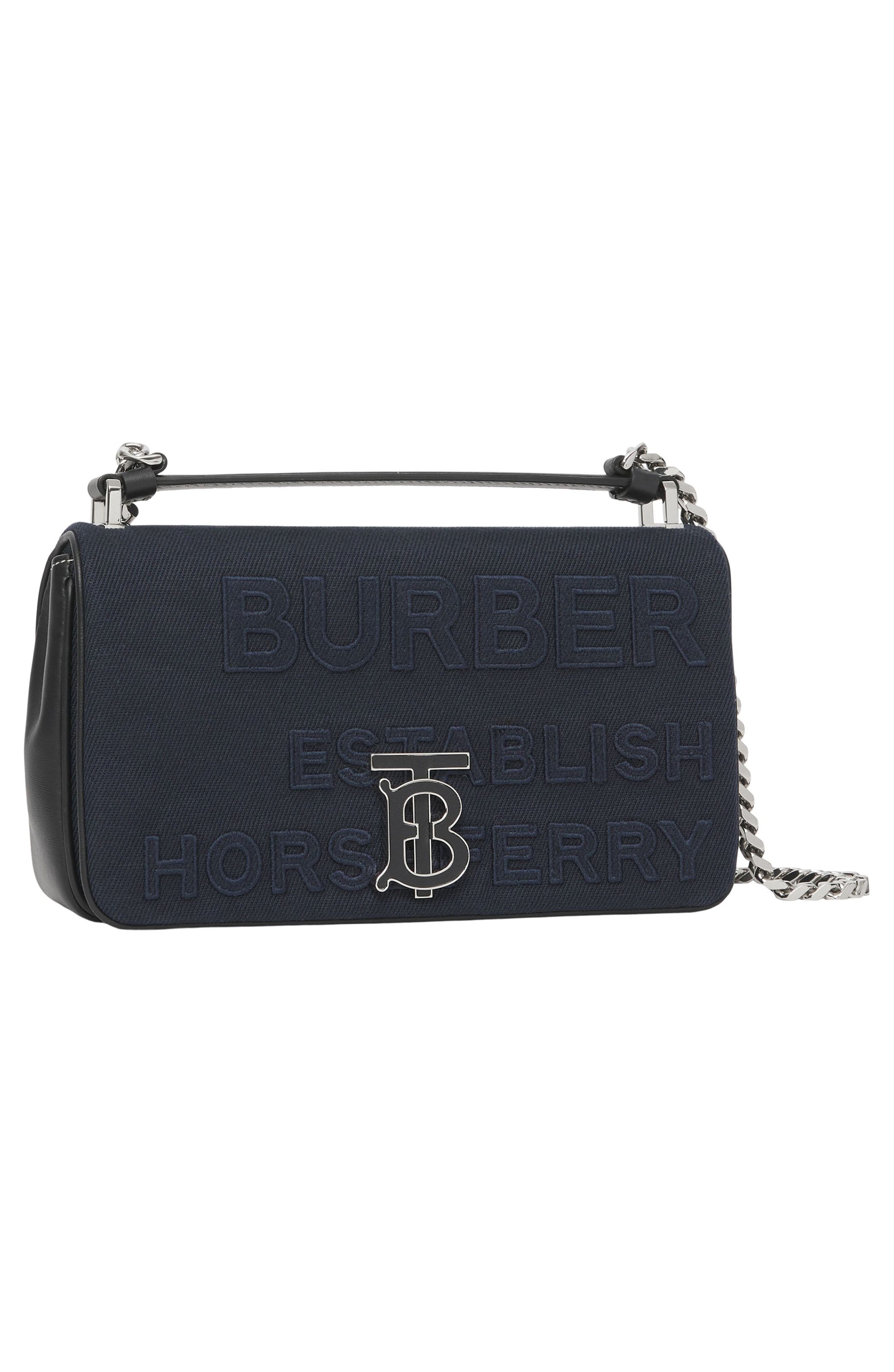 Burberry Small Lola Horseferry Logo Canvas Top Handle Bag, Alternate, color, 
